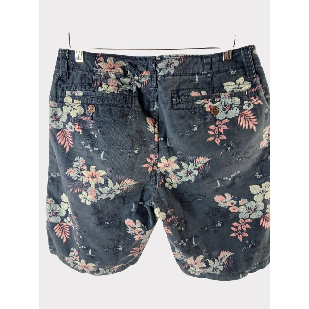 Mens Arizona Floral Print Cotton Flat Front Casual Shorts Size 32 Tropical - Picture 4 of 11